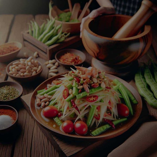 What's the Secret to a Flavor-Packed Thai Green Papaya Salad with a Tangy Dressing?